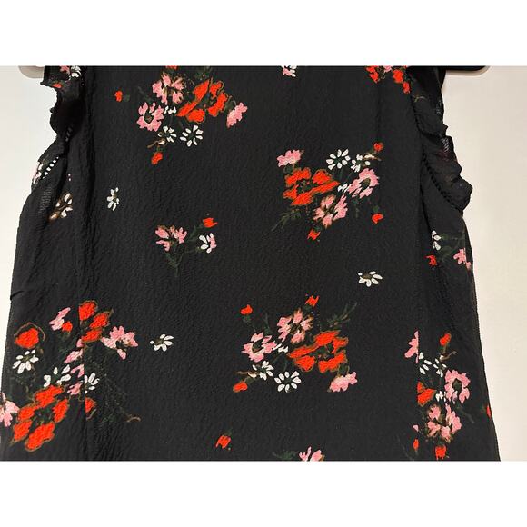 Rebecca Taylor Marguerite Black Floral Silk Top Size US XS 2 (EU 6) EUC Ruffles - Picture 9 of 11